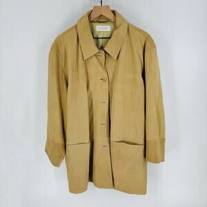 Elisabeth by Liz Claiborne Vintage Leather Long Coat Jacket 100% Leather Size 24